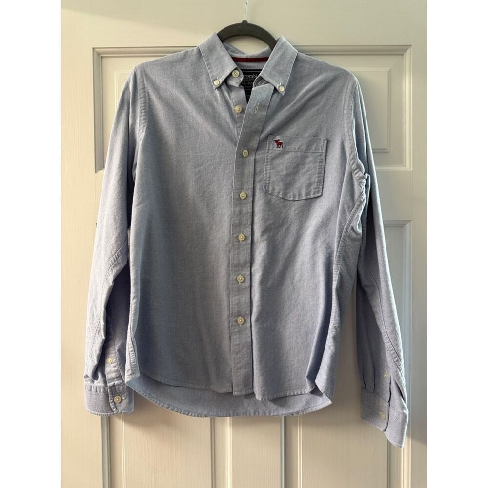 Abercrombie kids Light Blue Button-Down Shirt with Red Moose Logo